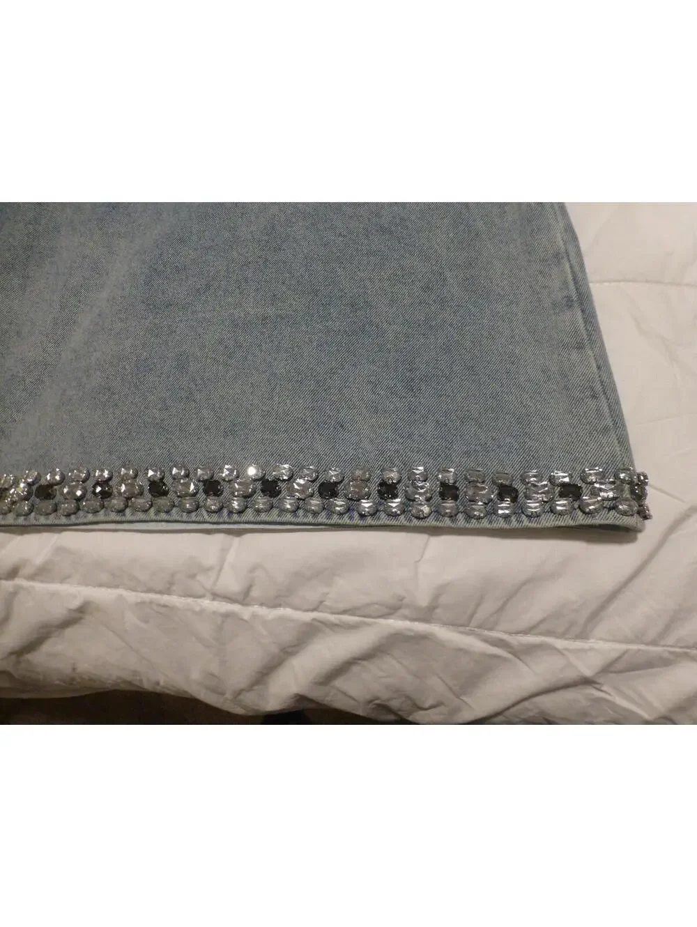 Miss Rosier Women's XL Light Wash Denim Vest Top Rhinestone Embellished K4 - Picture 15 of 16